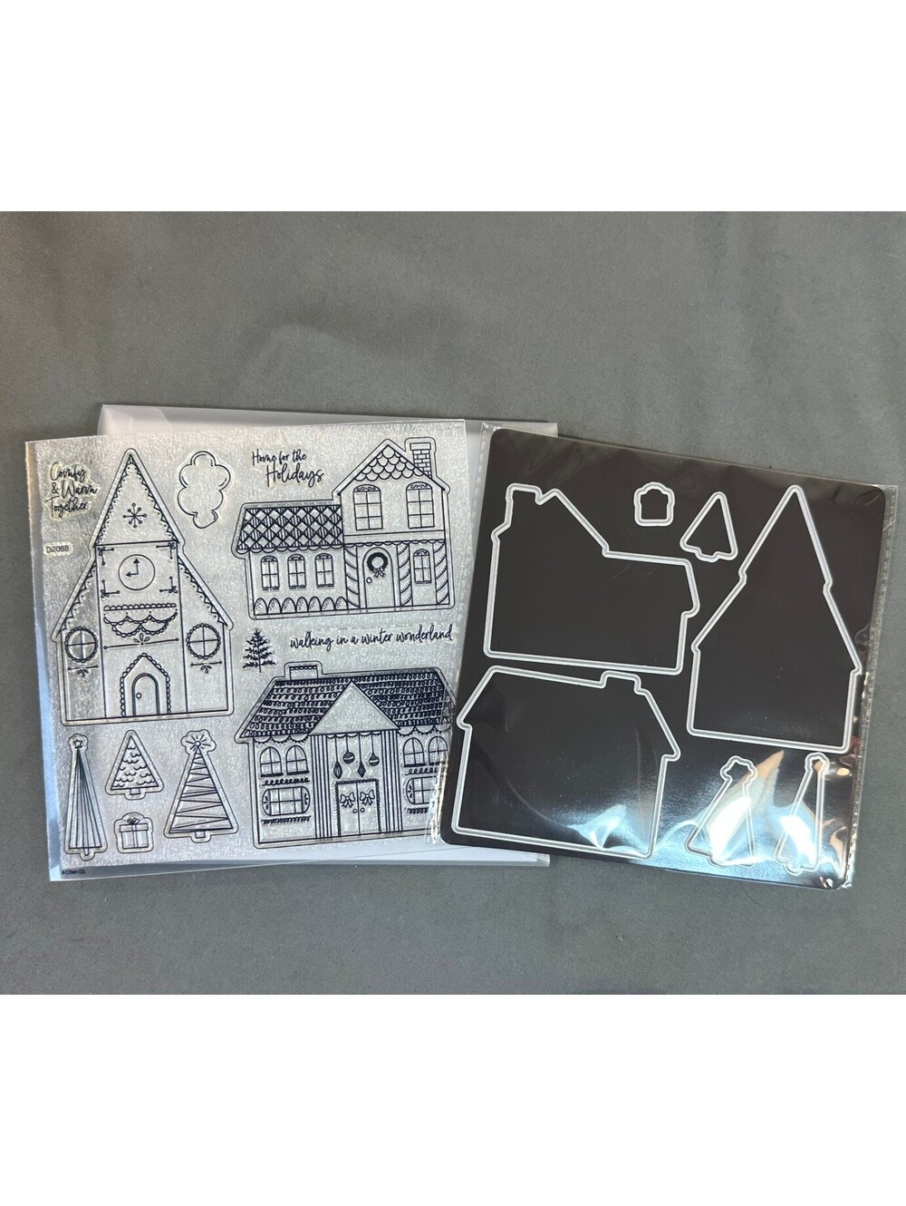 Close To My Heart Z4400 Holiday Village Acrylic Stamp and Thin Cut Set